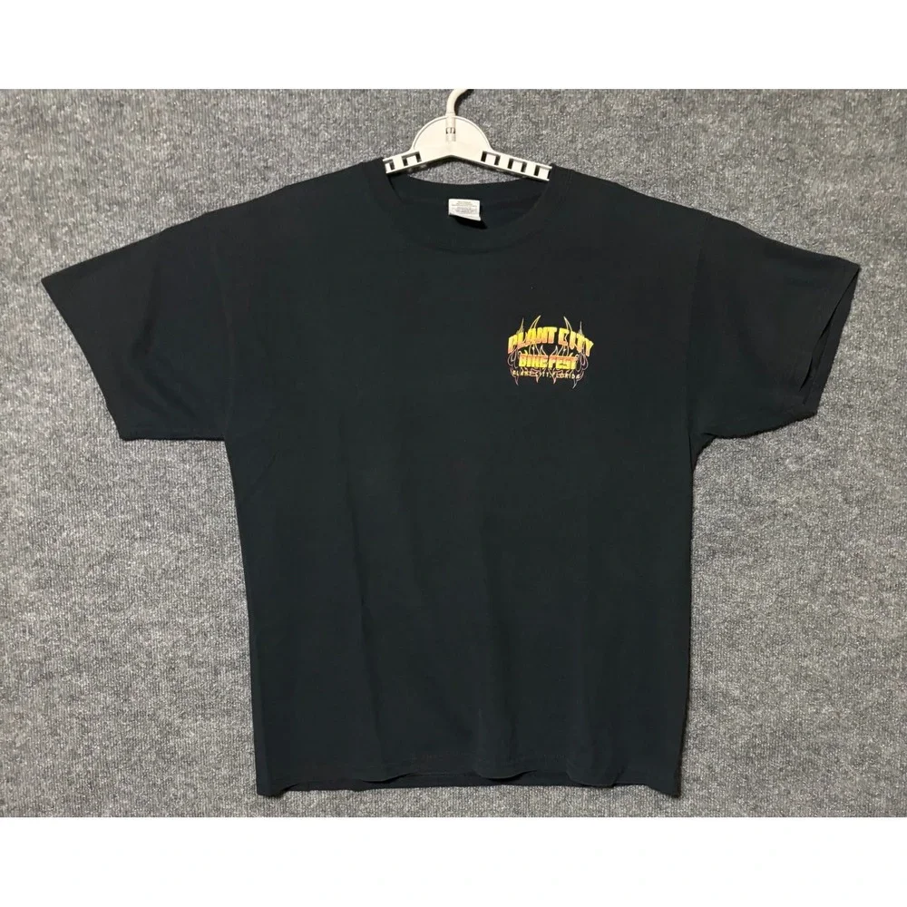 Gildan Plant City FL Bike Fest Graphic T Shirt Mens Black Motorcycle Biker Large